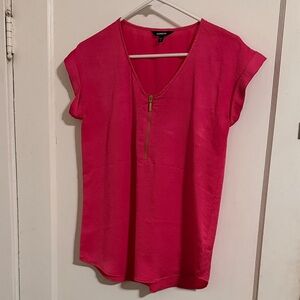 Express Women's Vivid Pink Zipper Blouse